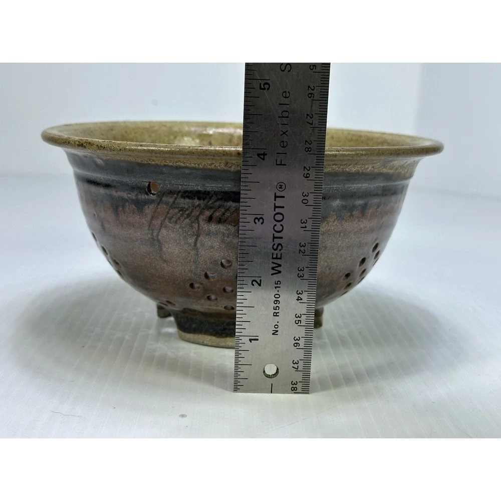 Hand Thrown Art Pottery Colander Strainer Fruit Berries Glossy Finish 4